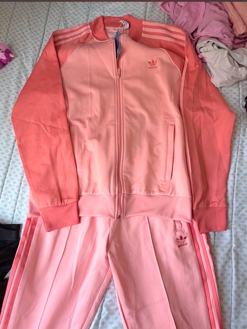 adidas Pink Gradient Track Jacket and Pants Set